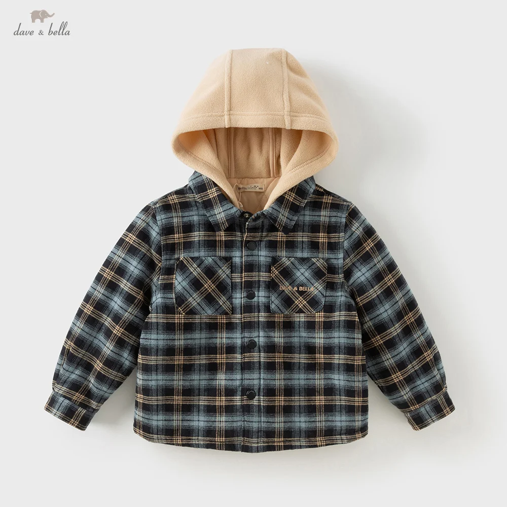 

Dave Bella, одежда на хлопковой подкладке для мальчиков, осенне-зимняя детская хлопковая куртка с капюшоном, детское стильное теплое пальто DB4253916