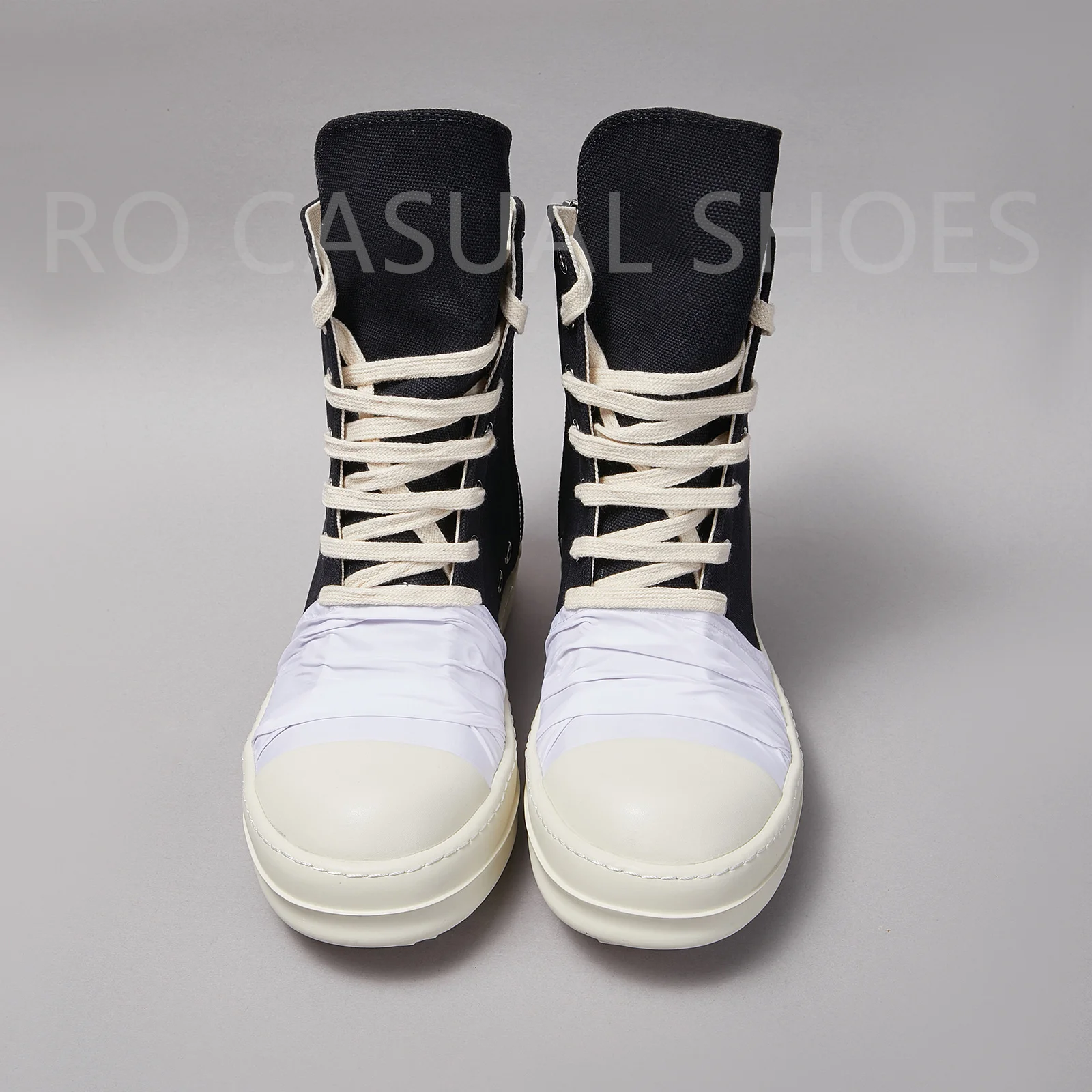 Ricks Outdor Luxury Pleated Black Canvas High Top Quality Owens Men Shoe Lace Up Women Sneaker Casual Owens Design boots & Shoes