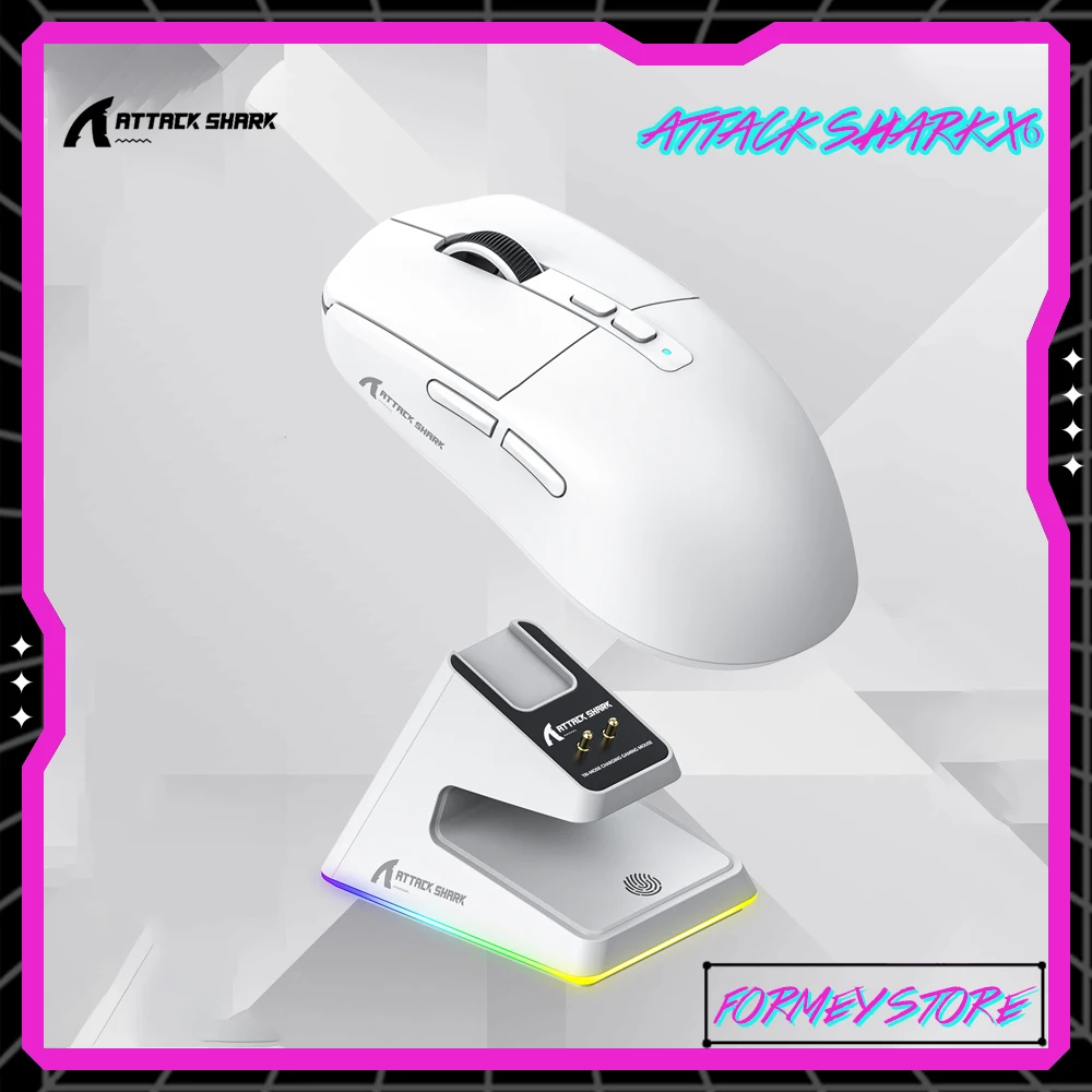 Attack Shark X6 PAW3395 2.4G Wireless RGB Touch Magnetic Charging Base Bluetooth Wireless Gaming Mouse 3 Mode Gaming Mouse