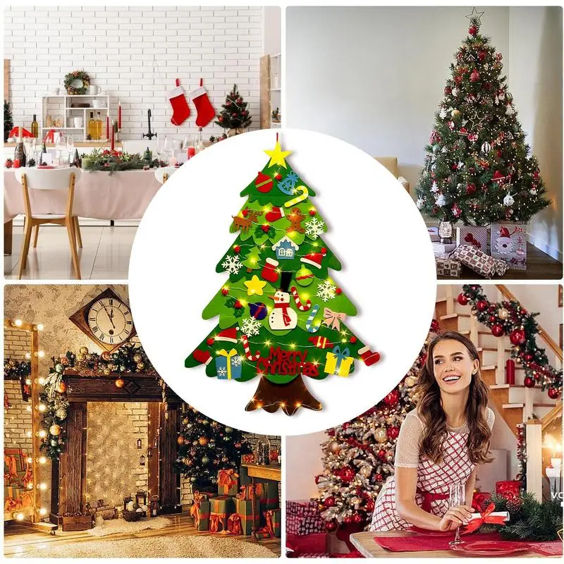 New lighted felt Christmas tree lighted non-woven children's Christmas tree felt decoration home holiday decoration