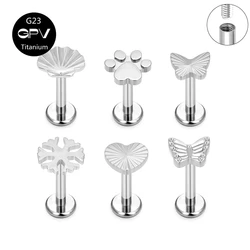 2023 New Ear Bone Stud G23 Titanium Claw Scallop Butterfly Snowflake Heart Men And Women Piercing Jewelry Ear Stud