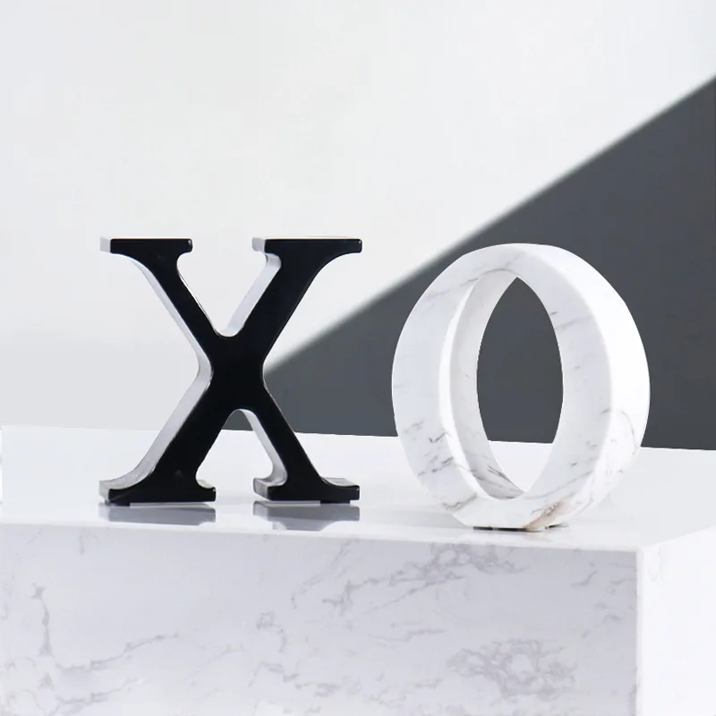 Natural Marble XO Letter Stone Crafts Decoration Bookstore Hotel Home Soft Decoration Office Desktop Bookrest