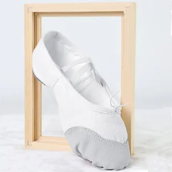 USHINE zapatillas de Ballet de lona para niños y mujeres, zapatos planos de práctica de Yoga, zapatos de vientre dividido