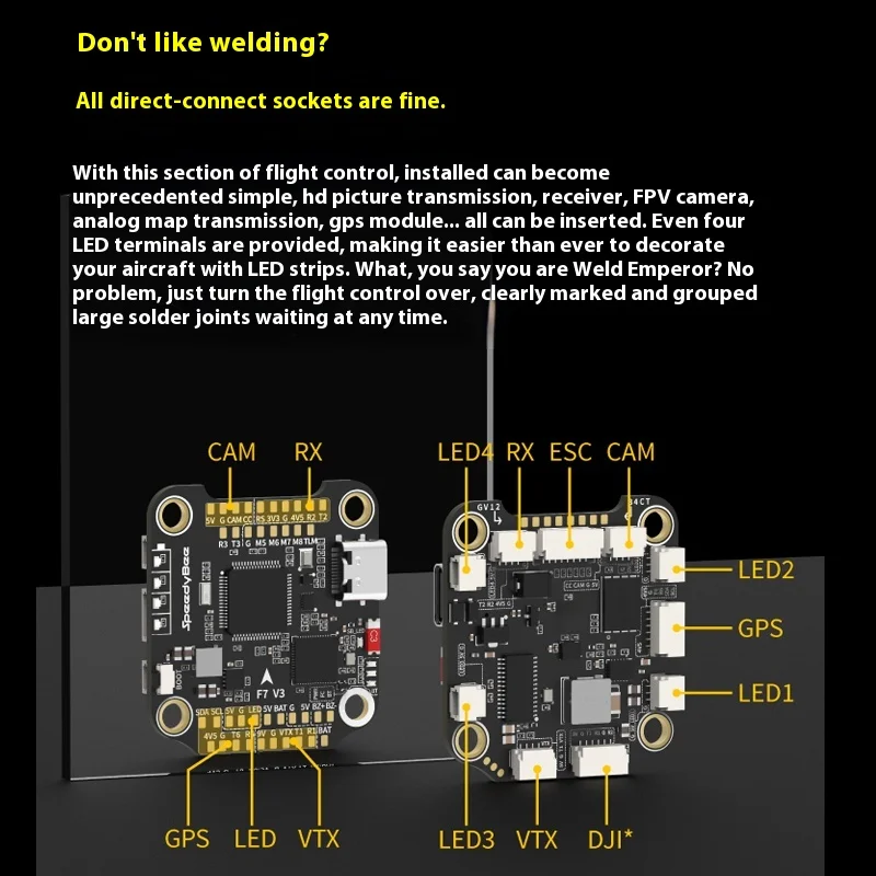 Speedybee F7 Fly Tower V3bl32 50a بلوتوث قابل للتعديل Bec 128kfpv سباق الطائرة بدون طيار تحكم مناسبة للتحكم في الطيران F722