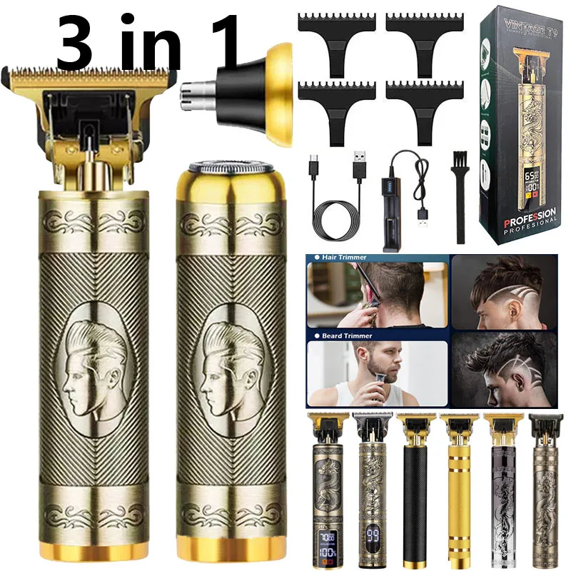 

3 In 1 Full Set Wireless Charger Women's Men Barber Shop Beard Body Professional Electric Nose Hair Shaver Haircut Razor Machine