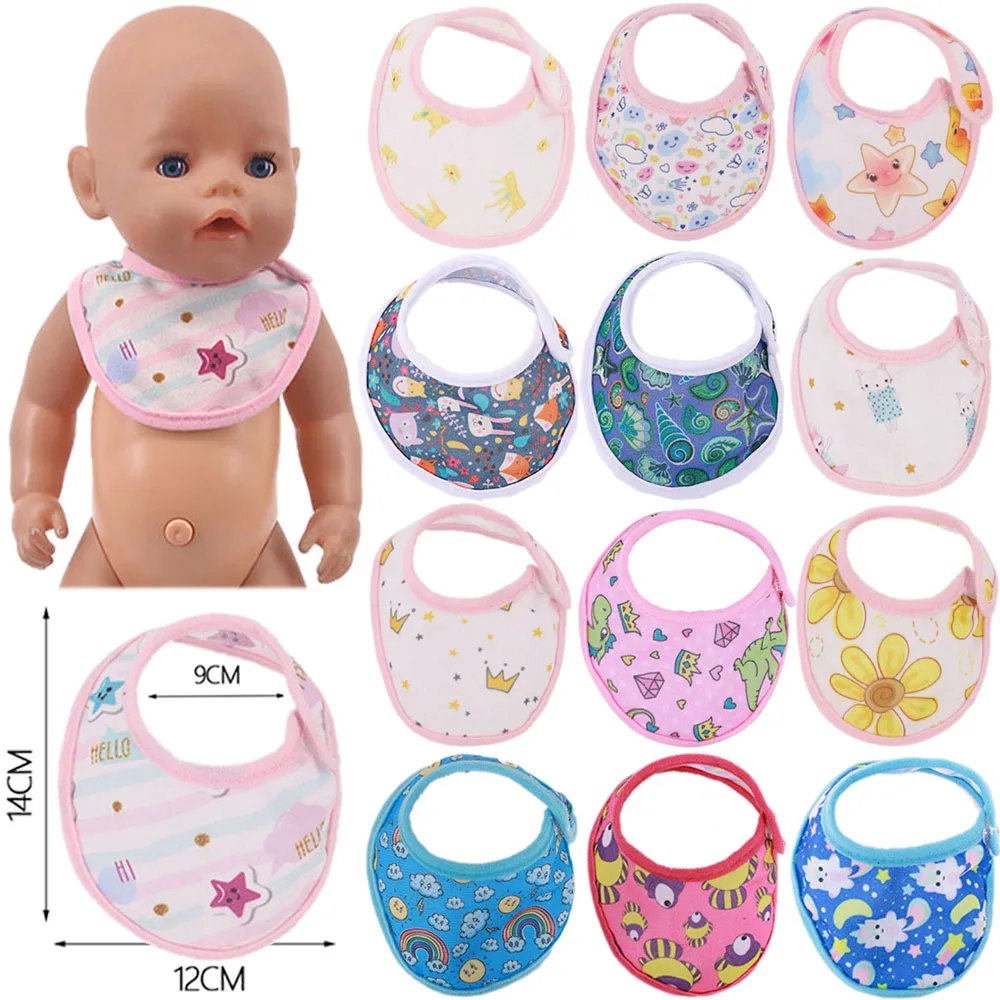 Doll Pop Animal Fruit Print Burp Cloth Bibs For 18Inch American Doll&43Cm Reborn Baby Doll Clothes Accessories Girl's Toys