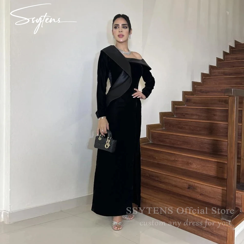 

SSYTENS Luxury Velour Party Evening Dresses 2026 Customized Women Prom Gowns Modern Black Special Occasion Dresses فساتين