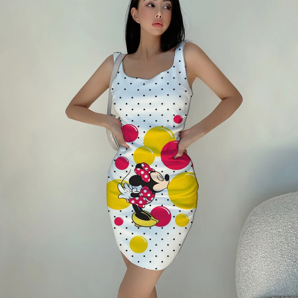 Short dress Mickey Mouse print dress sexy slim fashion casual comfortable kawaii summer women's new style