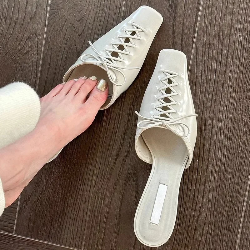 Square Toe Stiletto Heel Rhinestone Sandals Large Size Women Flat-Strap Shoes Silver Roman Back Zip Sandals Sandalias Mujer