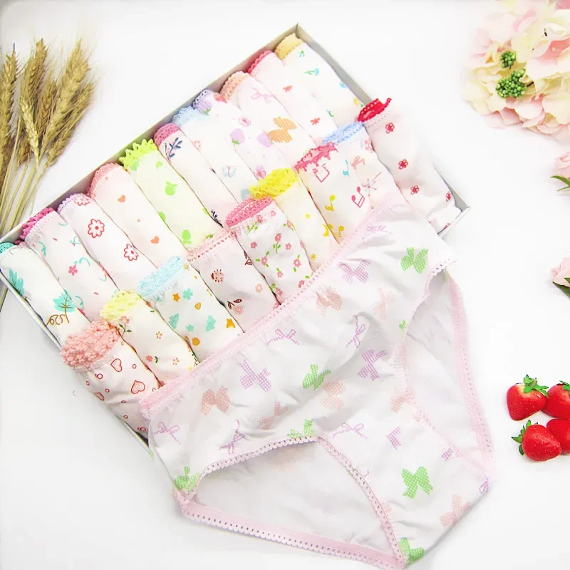 12pcs/Lot Baby Underwear Kids Panties Briefs Girls Underpants 2-12Years