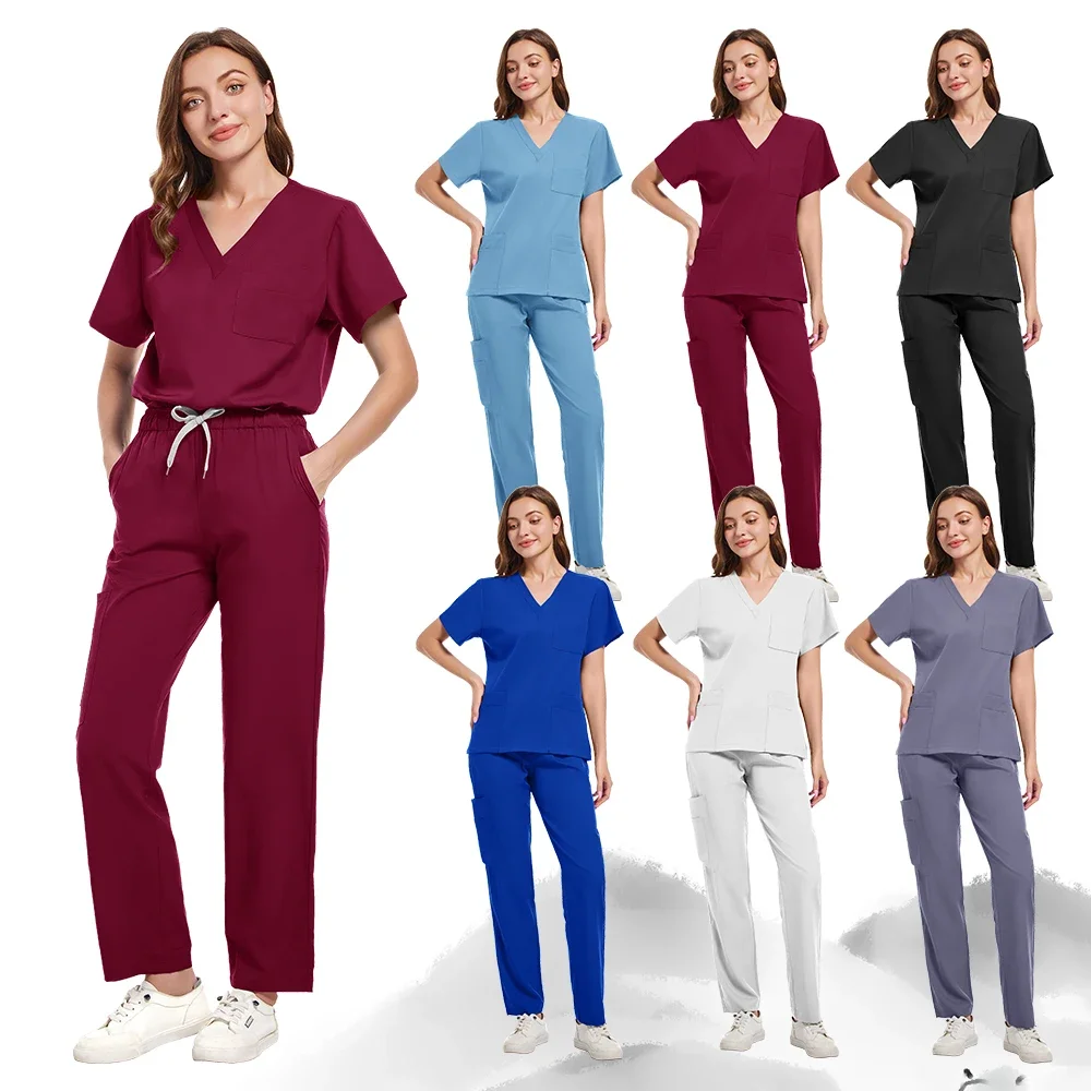 Gran oferta, conjunto de batas de enfermera para mujer, uniforme de Hospital suave lavable antiarrugas, batas médicas, conjuntos de batas para mujer, accesorios médicos