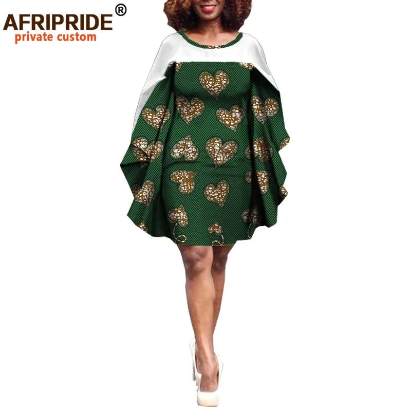 African Female Dresses for Women Private Custom Batwing Sleeve Knee-length O-neck Women Casual Dress Plus Size Cotton A722585