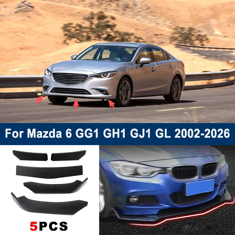 

Adjustable 5Pcs Sectional Front Spoiler Lip For Mazda 6 GG1 GH1 GJ1 GL 2002-2026 Front Bumper Splitter Sport Body Kit