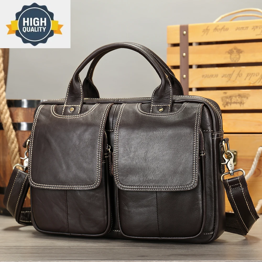 

men's leather bag/briefcase office/laptop for genuine business document man briefcase hand 8002-1