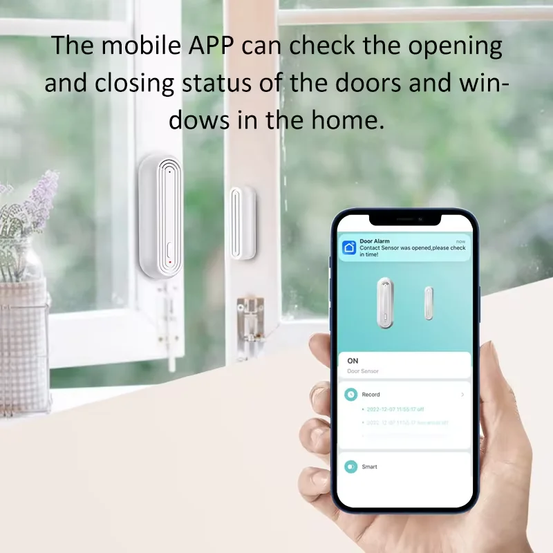 Smart Protection Upgrade, 90dB Alarm Tuya WiFi Door Sensor, Secure Your Home, Compatible With Alexa And Google Home.