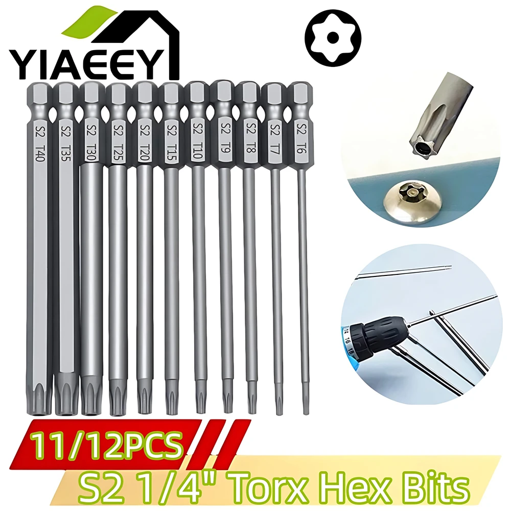 Chave de Fenda Torx Cabeça Chata Tamper Proof Security Drill Bit Grupo Adaptador de Extensão Magnética Star Hex Spline Bit
