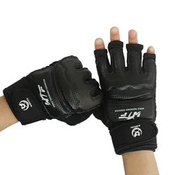 Hohe Qualität Kick Boxing Handschuhe MMA Handschuhe Muay Thai Training Boxer Kampf Ausrüstung Halb Mitts PU Leder Schwarz Boxing Ausrüstung