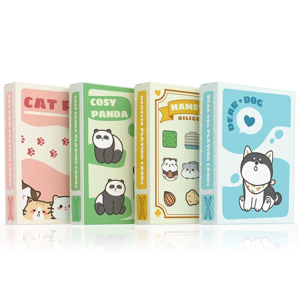 

Four Artistic Cute Panda/Cat Types Playing Cards Blue Core Thickened Poker Suitable for Party Bar Game 54PCS for Girl Gift