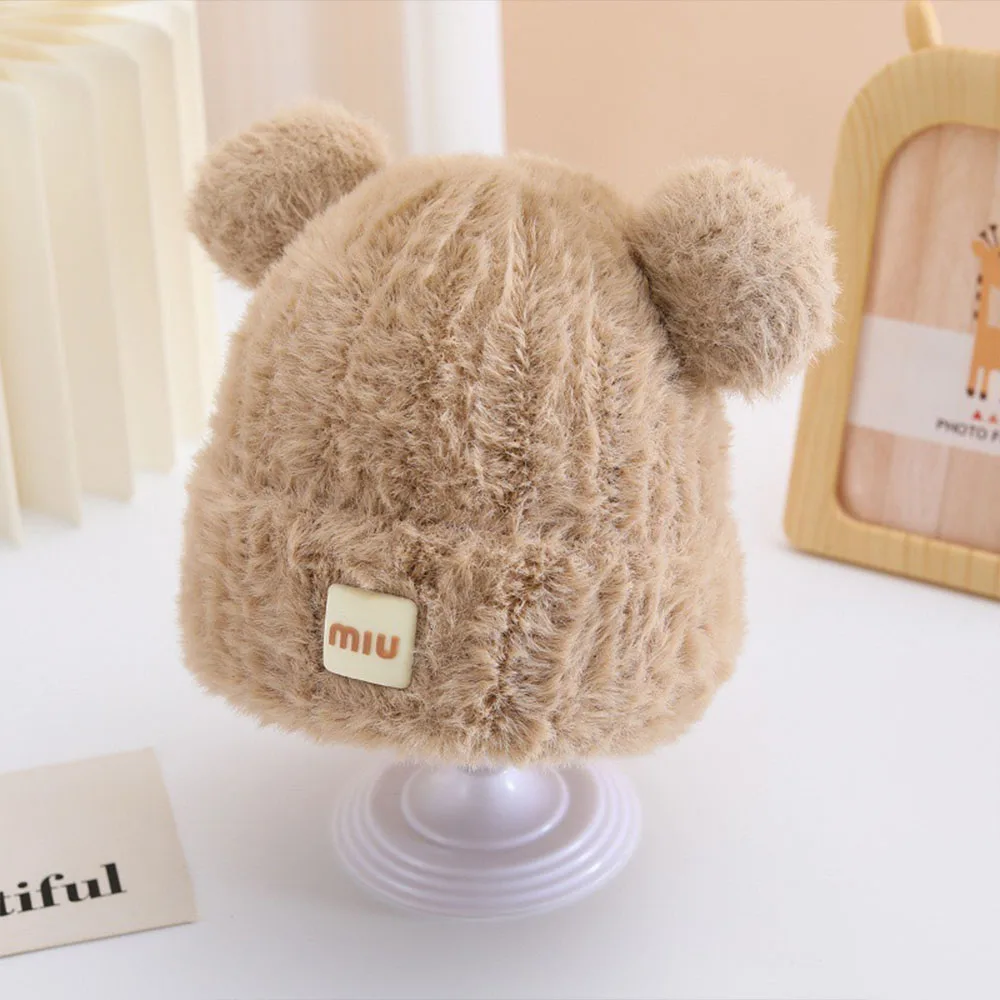 

Kids Bear Plush Winter Hat Warm Fleece Bear Ear Flaps, Stretchy Unisex Winter Cap for Boys & Girls for Outdoor Thanksgiving