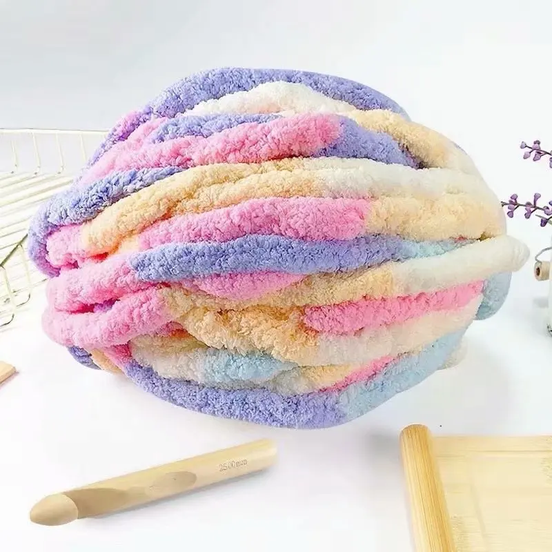 Tricot Crochet Knitting Threads Super Thick Yarn Ice Stripe Cat Tail Yarn Scarf Hat Blanket Cushion DIY Hand Woven King Wool