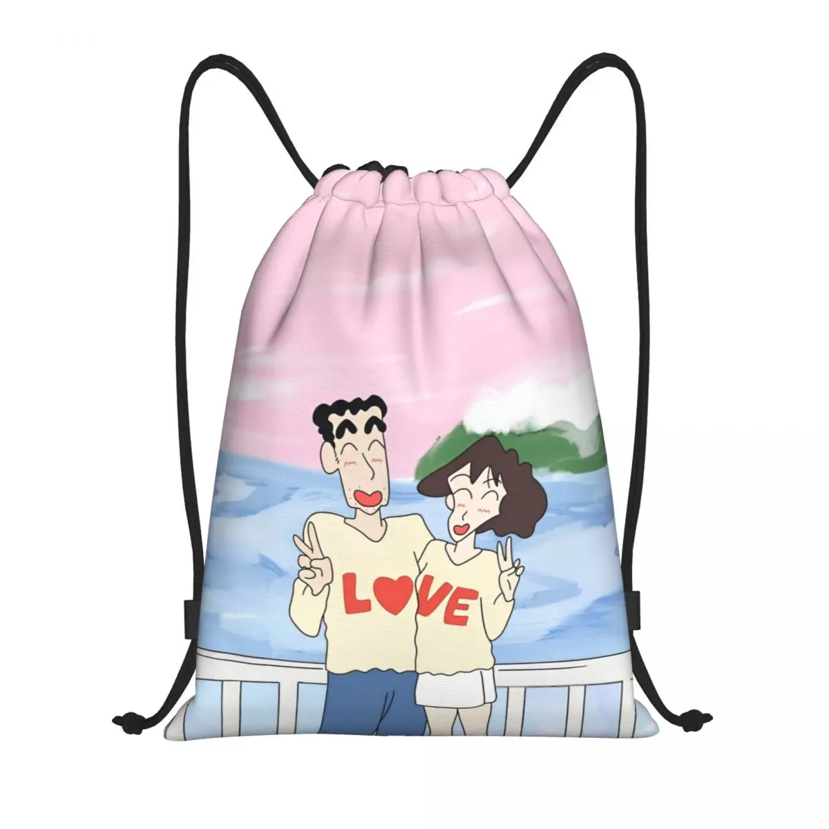 

Crayon-ShinS Cartoon ChanS Anime Drawstring Backpack Sports Gym Sackpack String Bags for Yoga