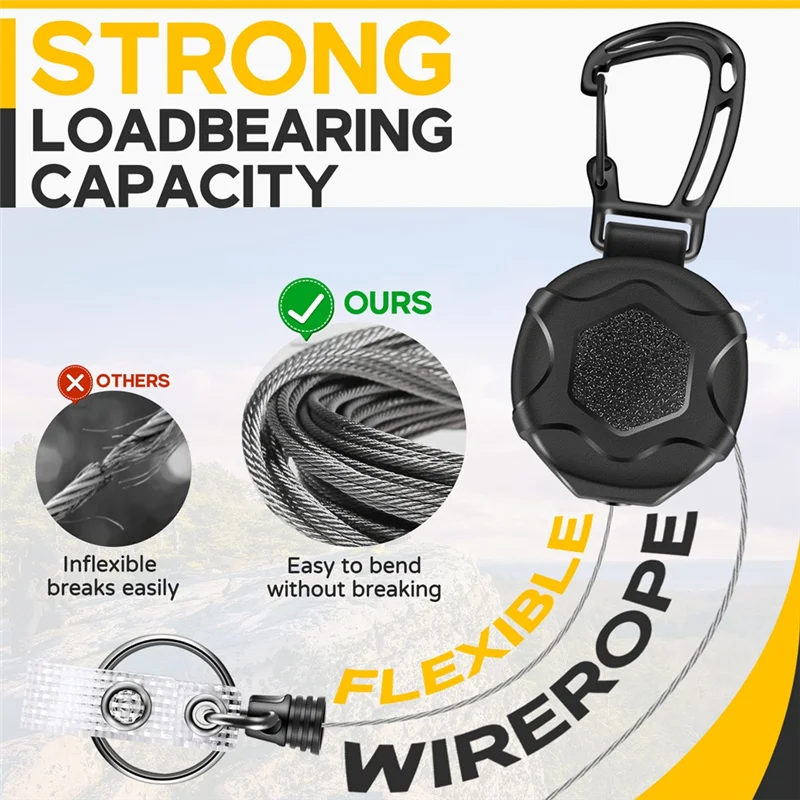 SQPP-Retractable Keychains Heavy Duty Badge Reel Retractable Id Badge Clip With Upgraded Mountaineering Buckle