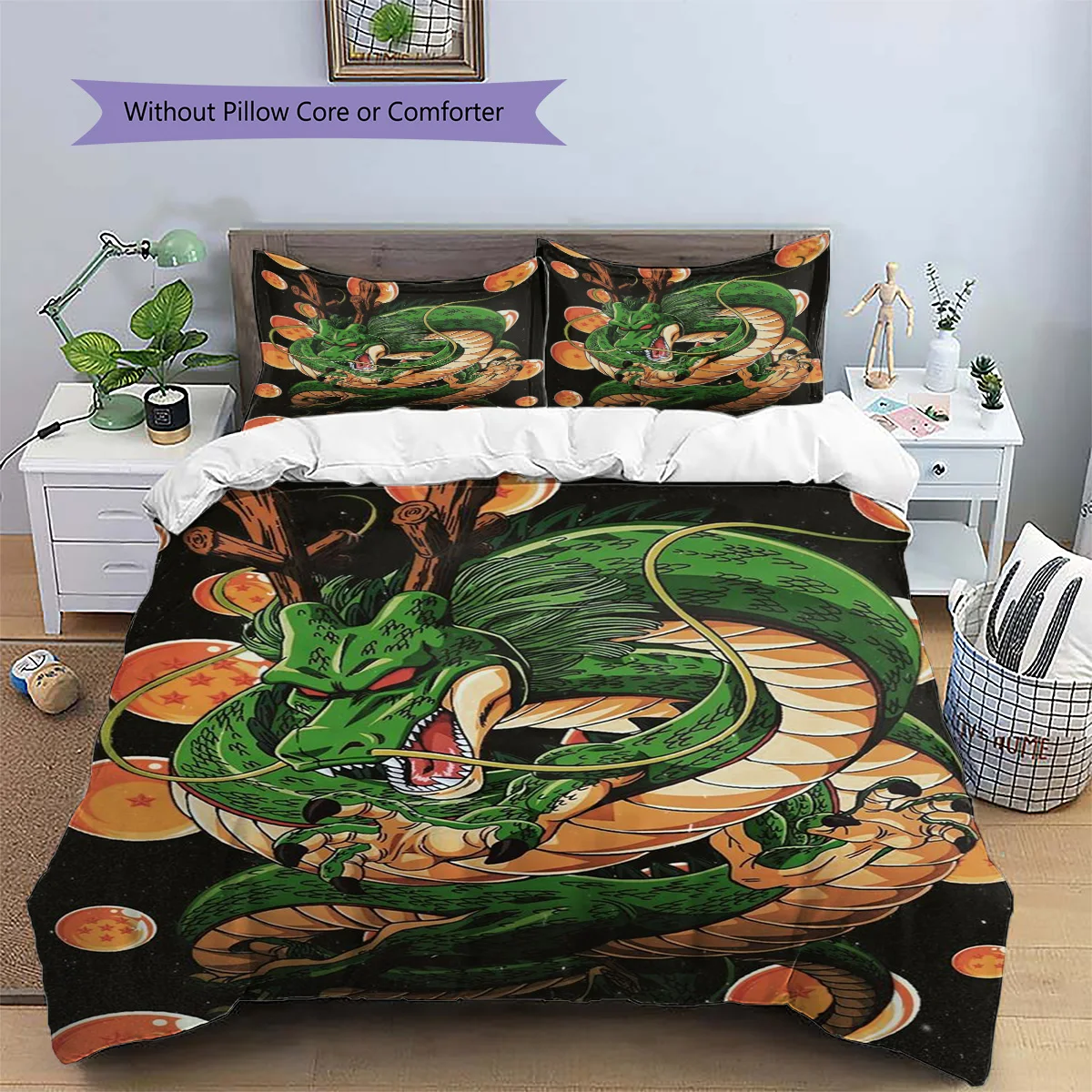 Goku Patterned Pillowcase & Duvet Cover Set Decor Bedding Featured with Anime Theme Thoughtful Gift for Fans.-TING