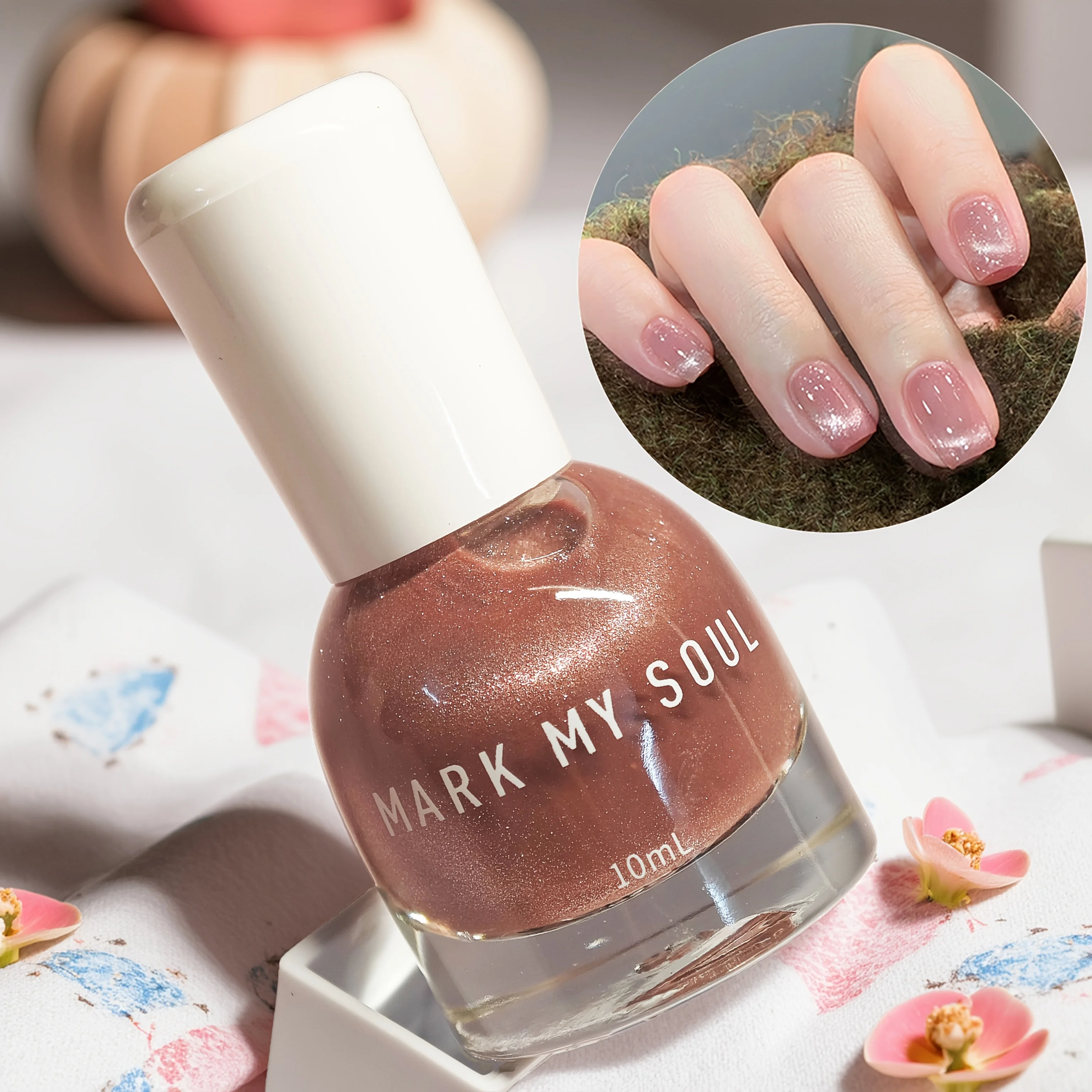

S55 Floating Jade 10ml No Bake Cat Eye Nail Polish Main Color Like Black Tea with Fine Shimmers Transparent Glaze Layer
