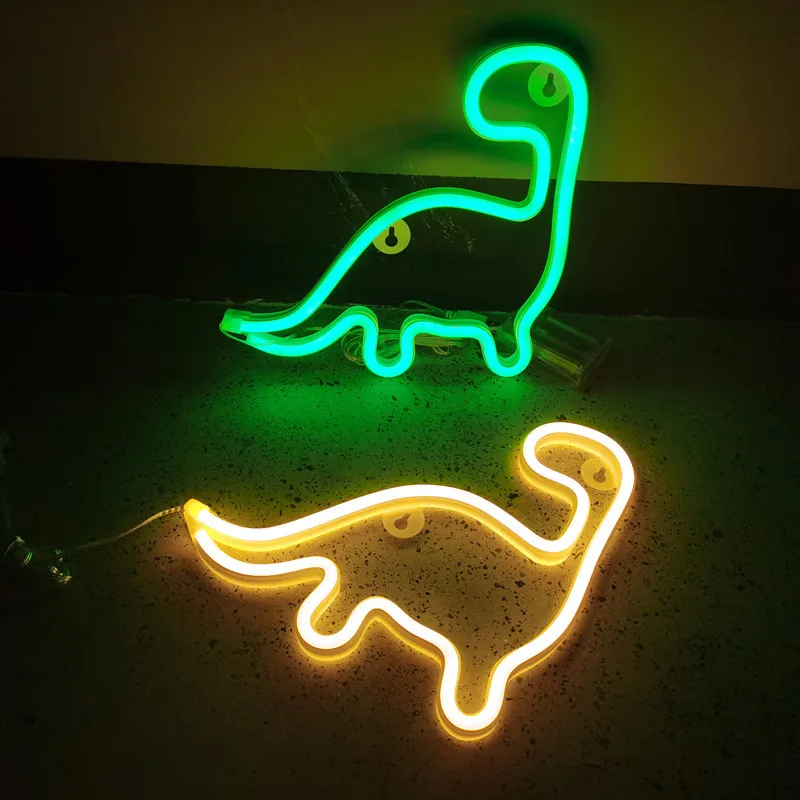 Dinosaur Neon Light Christmas Decoration Pendant LED Neon Sign Lamp Festival Atmosphere Bedroom Party Home Decor Adult Kid Gift