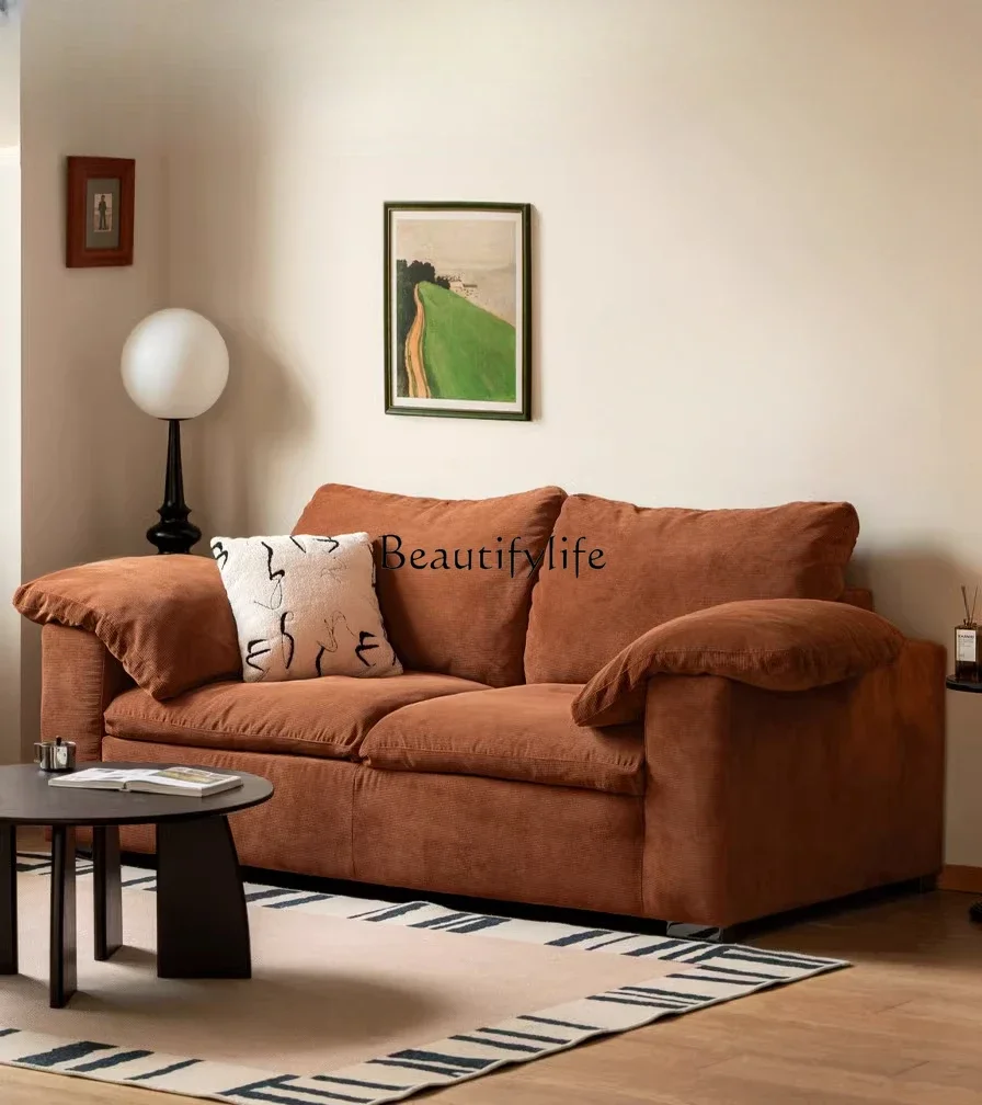 

ls 04Fabric living room retro small apartment straight row sofa household three-person corduroy cloth sofa