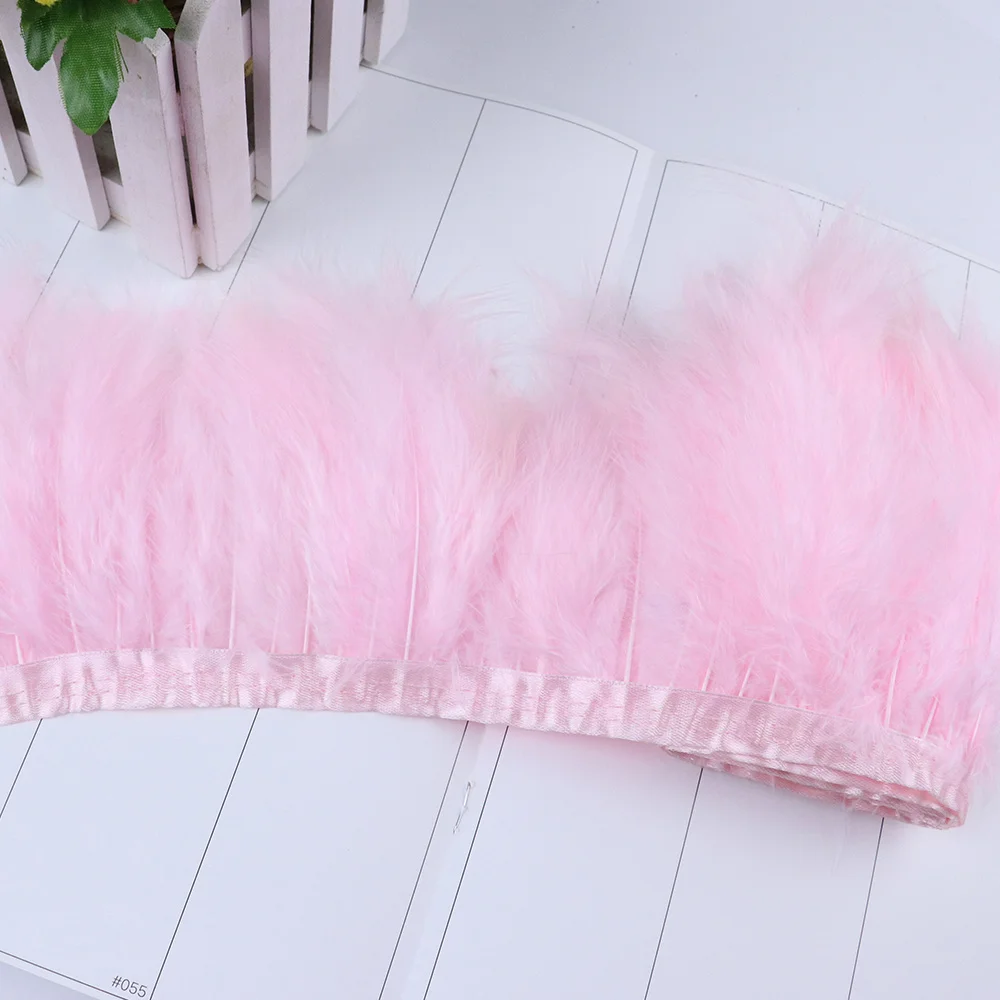 1 Meter soft Marabou Feathers Trim fringe 10-15cm Turkey feather Ribbon for Crafts Clothing Wedding Decoration Sewing Plumes