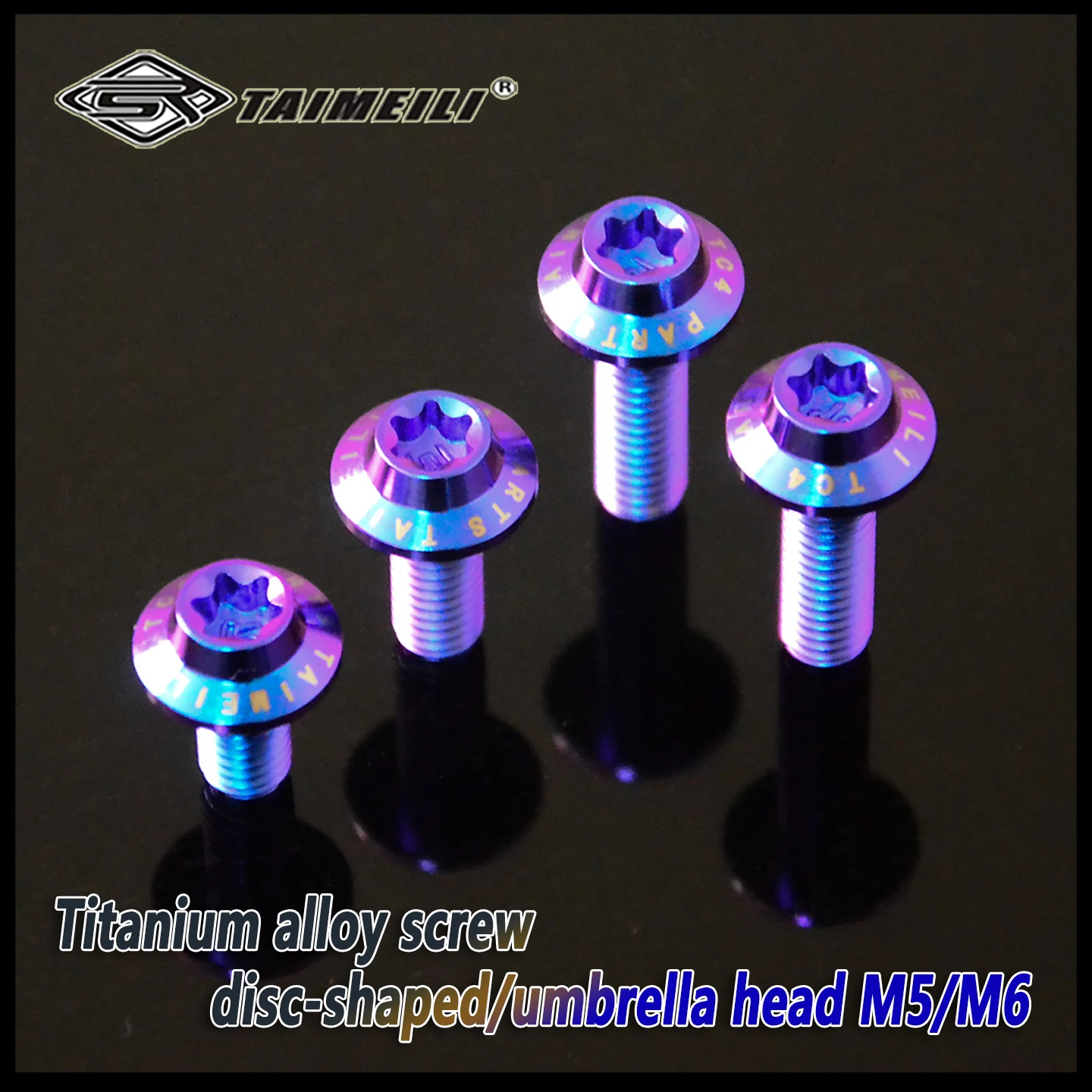 TAIMEILI Titanium Alloy Umbrella Head Screw M5/M6x10-50mm - Anodized Blue/Purple Decorative Fastener 4/8/10pcs