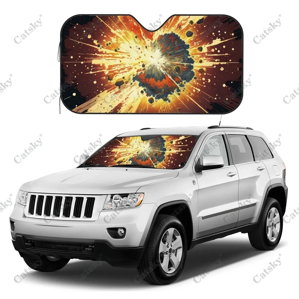 

90s Style Cosmos Pop Art Car Windshield Sunshade, Front Auto Car Windshield Sun Shade Blocks Uv Rays Sun Visor Protector