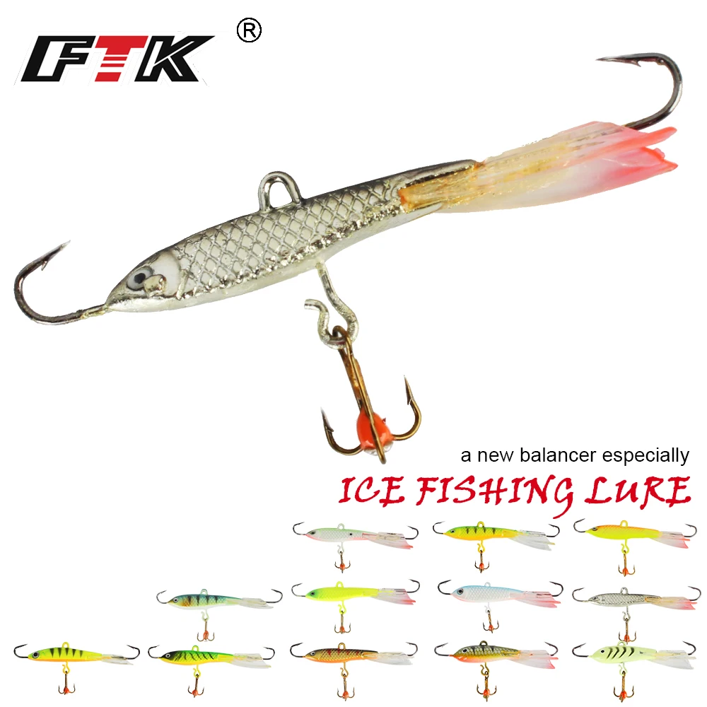 

FTK Colorful Winter Ice Fishing Lure Balancer 1PC Barbed Fashiong Hook Hard Artificial Bait Pesca Tackle