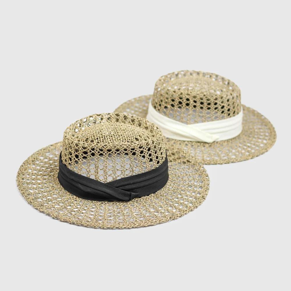 Vintage beach hat for women Sea grass handmade woven straw hat French sun hat summer Holiday sombrero beach hat  panama hat men