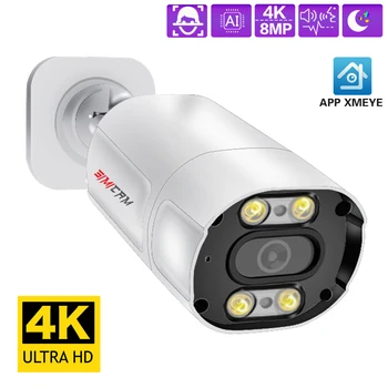 4K H.265 8MP Cctv Poe Beveiliging Ip Camera Metalen Onvif Drieweg Dubbele Licht Kleur Night Street Waterdichte Video Surveillance camera