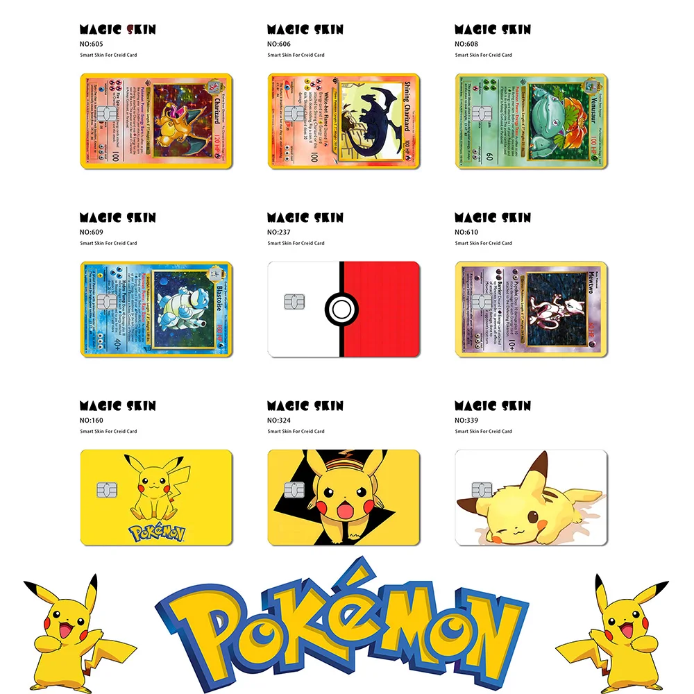 

Kawaii Anime Pokemon Matte Frosted Debit Card Sticker Cartoon Small Chip Credit Card Thin Film Skin Bank Card Decoration Sticker