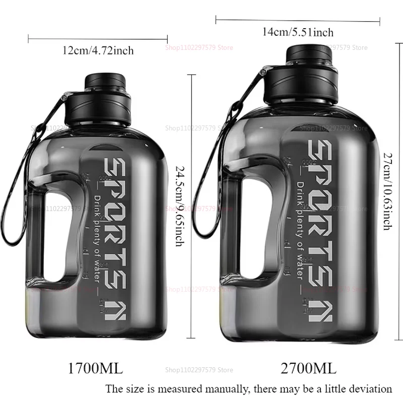 1700 مللي/2700 مللي كوب اللياقة البدنية BPA الحرة شرب زجاجة المحمولة سعة كبيرة PC زجاجة ماء رياضية في الهواء الطلق الصالة الرياضية غلاية ماء