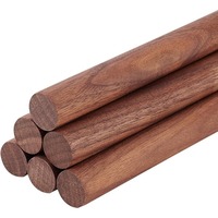 6PCS Walnut Dowel Rod Sticks Unfinished Round Wooden Crafts Sticks for Crafts or DIY Braiding Tapestry