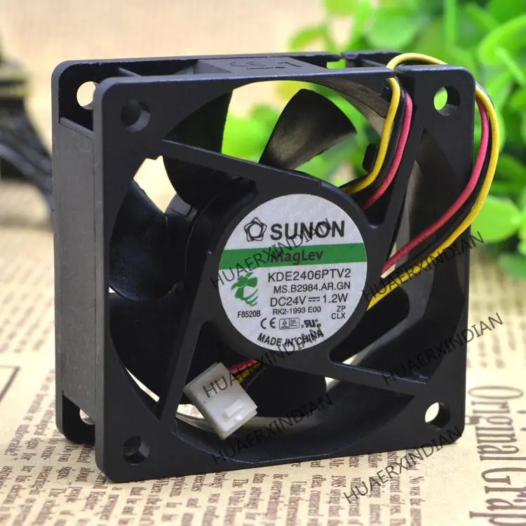 ใหม่6025 KDE2406PTV2 24V 1.2W 6ซม.6025 3ชุดพัดลมระบายความร้อนชุด