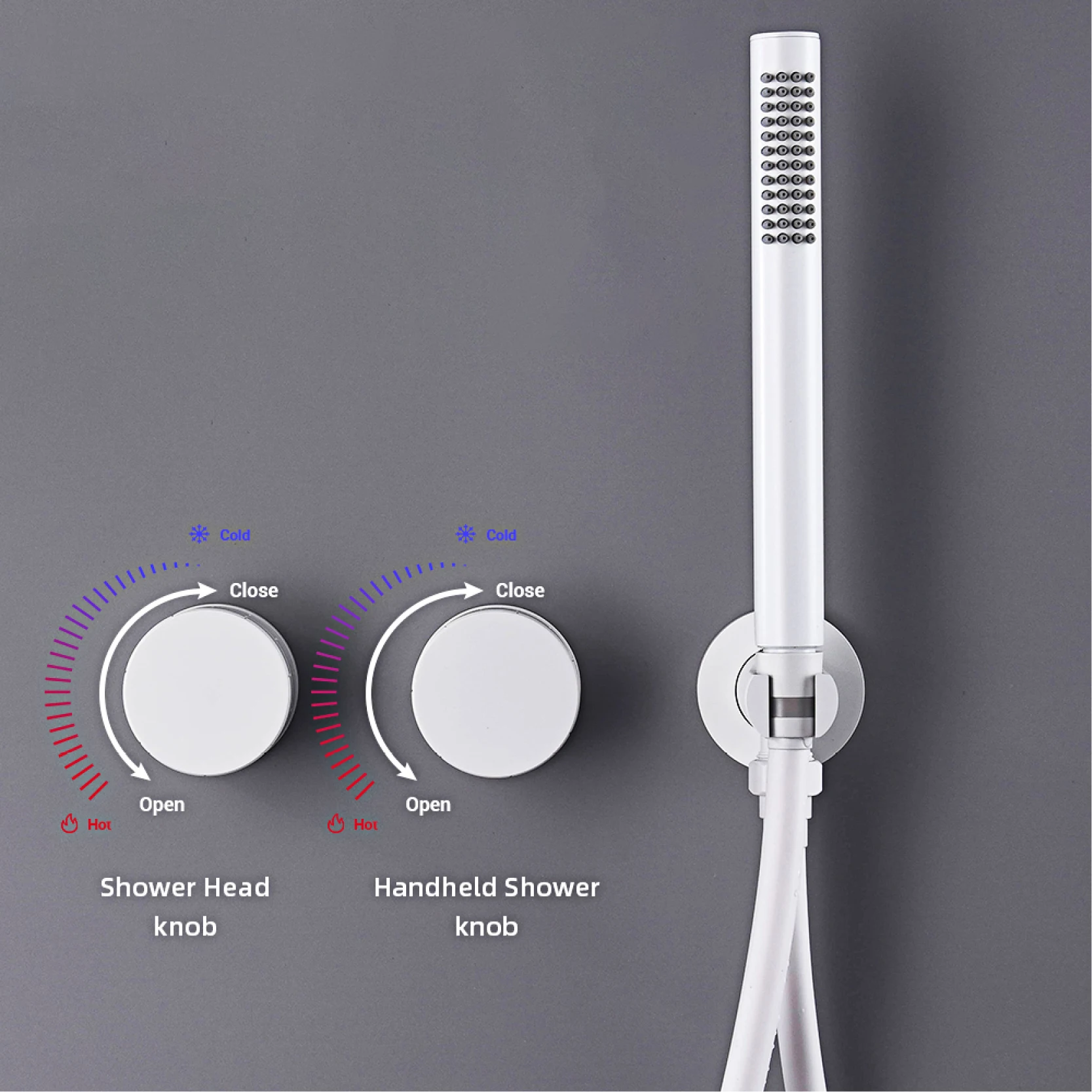 Système de douche de salle de bain en laiton gris, pistolet de luxe, conception cachée, double poignée, froid et chaud, double commande, ensemble de