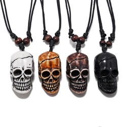FX020 Ox bone carving necklace skull pendant Punk Choker Retro Jewelry Tribal style Imitation Yak Bone necklace Amulet Gift