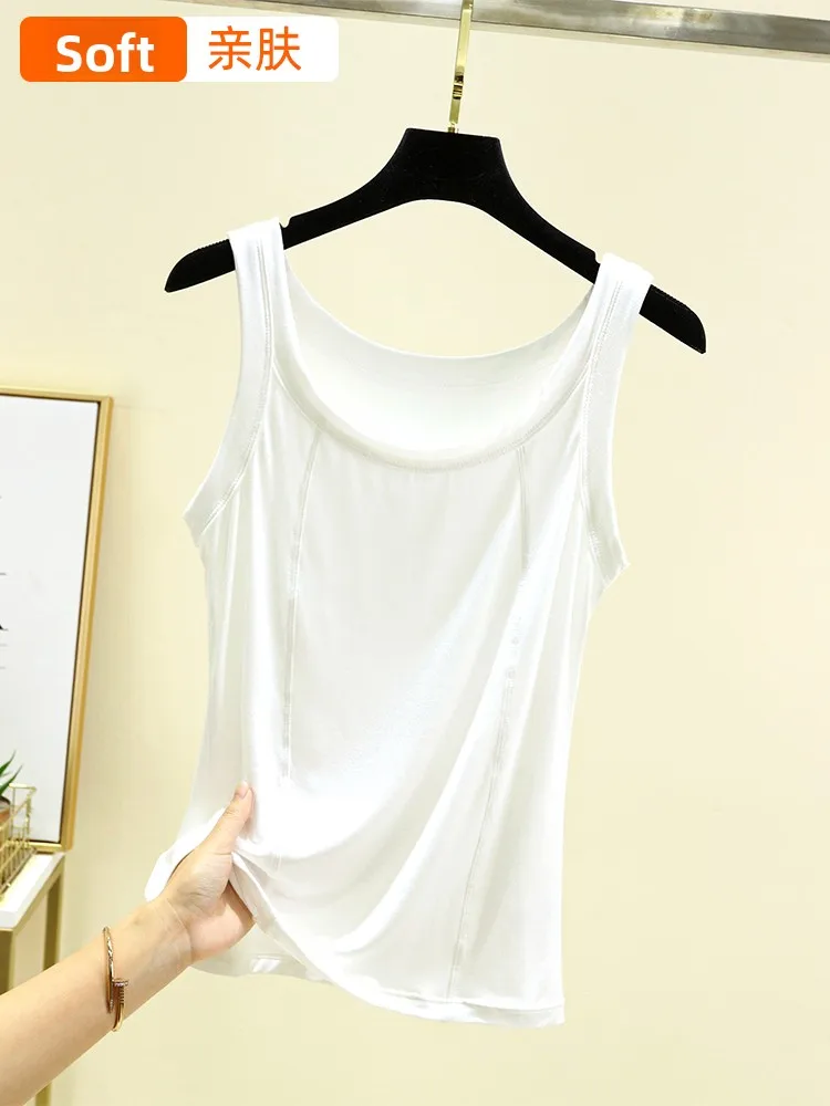 Camiseta sin mangas de Modal suelta Faionable Color versátil Mujer Verano Thin Casual Interior Svel Base irt
