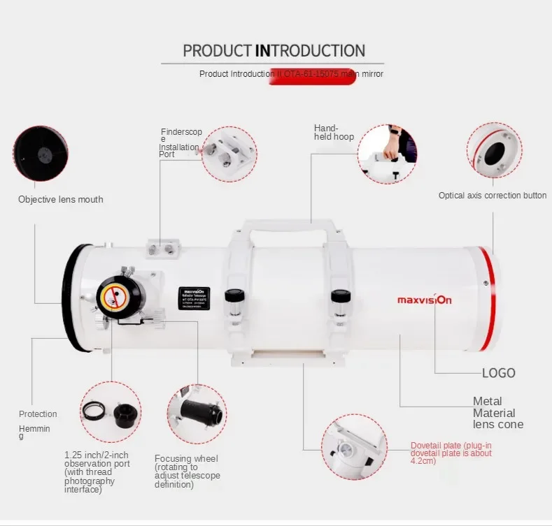 Maxvision 150/750 reflejo newtoniano parabólico telescopio astronómico profesional gran aumento observación de estrellas OTA