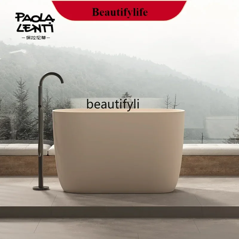 

F18 Small apartment family bed and breakfast sitting bathtub artificial stone integrated oval bathtub