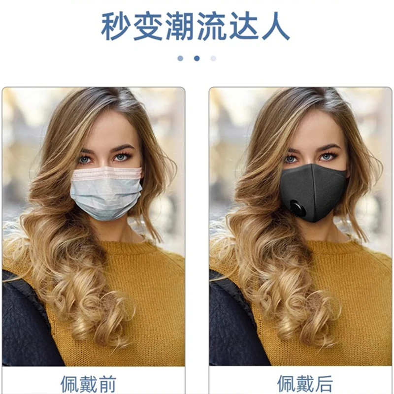 Masker uit één stuk 3,5 mm dik polyurethaanmateriaal Sponsband met ademhalingsventiel Wasbaar 3D-zonbescherming Stofdicht masker