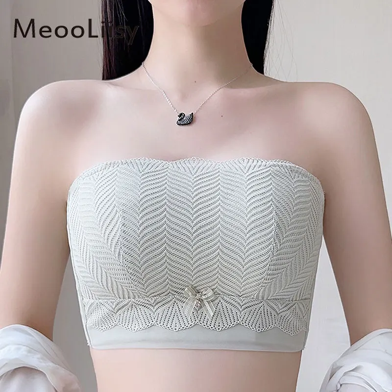 MeooLiisy Minimizer Plus Size Strapless Bras for Women Non-slip Invisble Tube Top Underwear No Wire Push Up Brassiere B C D Cup