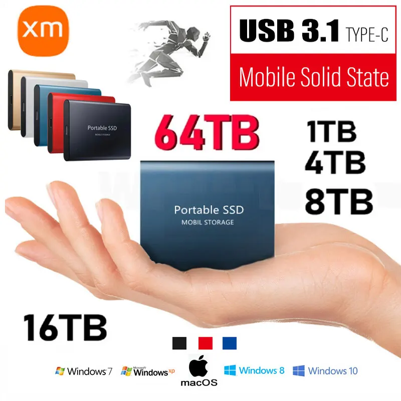 For Xiaomi Disks 2TB SSD External Hard Drive 1TB Portable SSD Mini Hard Disks High-speed Mobile Disks External Solid State Drive