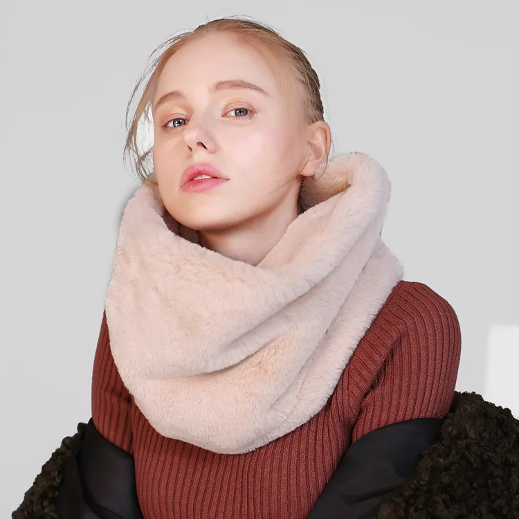 

New autumn and winter warm fur scarf solid color cashmere fur scarf drawer for men and women