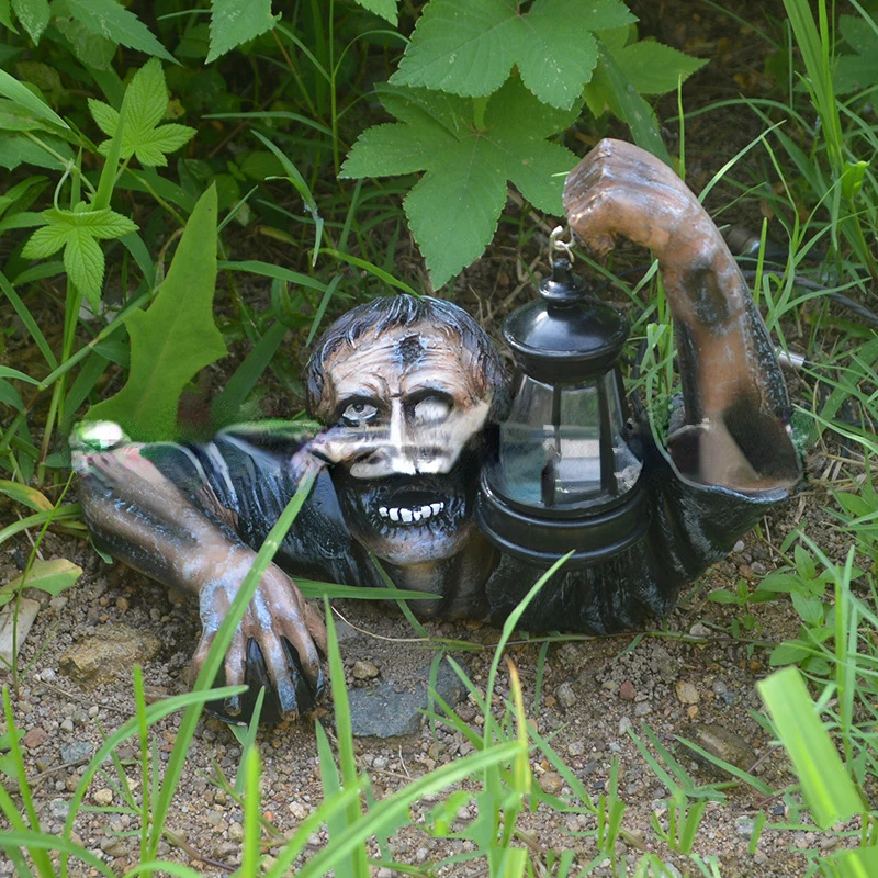 

Cross-border new resin ornaments garden decorations zombie lantern Halloween horror sculpture resin crafts